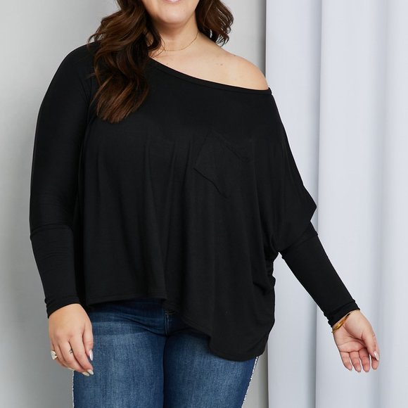 Zenana Full Size Round Neck Pocket Long Sleeve Top - Picture 1 of 10